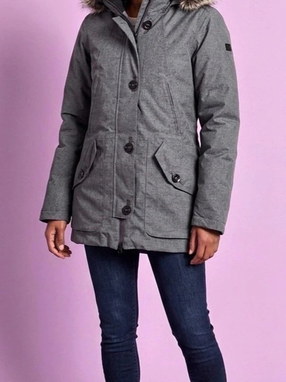 THE NORTH FACE Gray Hooded Down Parka- Small- Like New